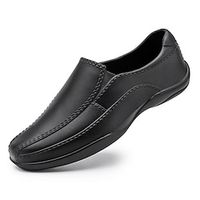 Men's Loafers  Slip-Ons Leather Loafers Casual Daily PU Black Spring miniinthebox - thumbnail