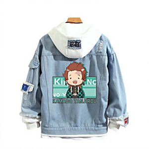 Inspired by Demon Slayer: Kimetsu no Yaiba Kamado Tanjiro Anime Cartoon Denim Anime Harajuku Graphic Kawaii Hoodie For Women's / Men's miniinthebox