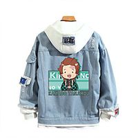 Inspired by Demon Slayer: Kimetsu no Yaiba Kamado Tanjiro Anime Cartoon Denim Anime Harajuku Graphic Kawaii Hoodie For Women's / Men's miniinthebox - thumbnail