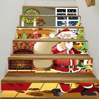 3D Christmas Stair Stickers Decals Xmas Staircase Decals Removable Tile Stair Risers Decals Xmas Home Decor 6 Pieces,Christmas Home Decor Lightinthebox - thumbnail
