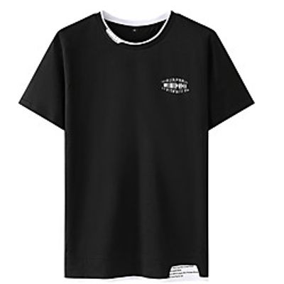 Men's Unisex Tee T shirt Hot Stamping Graphic Prints Letter Plus Size Print Short Sleeve Casual Tops Cotton Basic Fashion Designer Big and Tall Black Lightinthebox