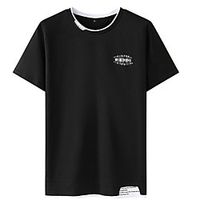 Men's Unisex Tee T shirt Hot Stamping Graphic Prints Letter Plus Size Print Short Sleeve Casual Tops Cotton Basic Fashion Designer Big and Tall Black Lightinthebox - thumbnail