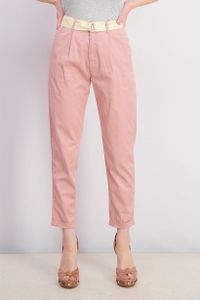 Womens Belted Plain Pants  Blush