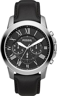 Fossil Grant Chronograph Black Leather Watch - FS4812