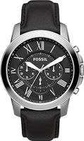 Fossil Grant Chronograph Black Leather Watch - FS4812