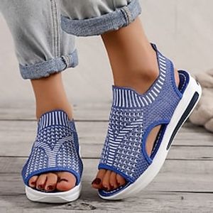 Women's Sandals Plus Size Work Daily Summer Flat Heel Round Toe Minimalism Synthetics Loafer Solid Colored Black Rosy Pink Red miniinthebox