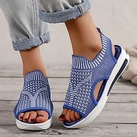 Women's Sandals Plus Size Work Daily Summer Flat Heel Round Toe Minimalism Synthetics Loafer Solid Colored Black Rosy Pink Red miniinthebox - thumbnail