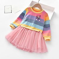 rainbow striped stitching mesh long sleeved sweater dress Lightinthebox - thumbnail