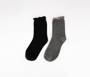Womens 2-Pack Of Quarter Socks  Grey/Black