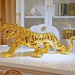 Golden Silver Resin Tiger Decoration Car Model Home Decoration Wedding Christmas Birthday Gift 1PC miniinthebox