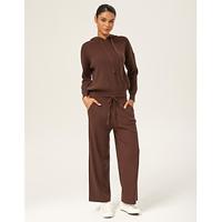 Dark Coffee Casual Hooded Sweater Set