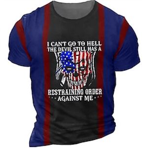Men's Unisex T shirt Tee 3D Print Graphic Prints Skull National Flag Crew Neck Street Daily Print Short Sleeve Tops Designer Casual Big and Tall Sports Blue / Summer miniinthebox