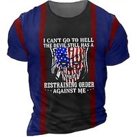 Men's Unisex T shirt Tee 3D Print Graphic Prints Skull National Flag Crew Neck Street Daily Print Short Sleeve Tops Designer Casual Big and Tall Sports Blue / Summer miniinthebox - thumbnail
