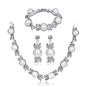 Women's Pearl Jewelry Set Geometrical Flower Stylish Silver Plated Earrings Jewelry White For Anniversary Party Evening Prom Festival 1 set miniinthebox
