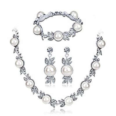 Women's Pearl Jewelry Set Geometrical Flower Stylish Silver Plated Earrings Jewelry White For Anniversary Party Evening Prom Festival 1 set miniinthebox