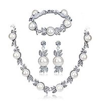 Women's Pearl Jewelry Set Geometrical Flower Stylish Silver Plated Earrings Jewelry White For Anniversary Party Evening Prom Festival 1 set miniinthebox - thumbnail