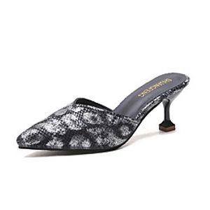 Women's Sandals Heeled Mules Pumps Closed Toe Booties Ankle Boots PU Beading Animal Patterned Black Silver / Booties / Ankle Boots miniinthebox