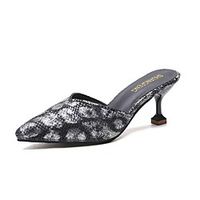 Women's Sandals Heeled Mules Pumps Closed Toe Booties Ankle Boots PU Beading Animal Patterned Black Silver / Booties / Ankle Boots miniinthebox - thumbnail