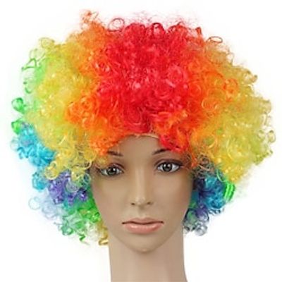 Rainbow Clown Wig Costume Accessories Short Colorful Afro Hair Wig for Kid Women Men Adults 70s 80s Halloween Parties Carnivals Pretend Play Lightinthebox
