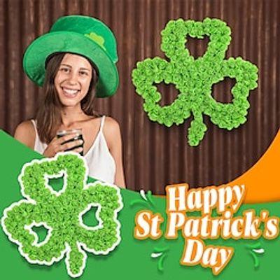 St. Patrick's Day Flower Wreath - Spring Season Decorative Wreath, Featuring Shamrock Artificial Flowers, Perfect for Irish Festival Decoration or as a Springtime Door Hanging in Your Yard Lightinthebox
