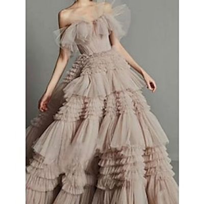 A-Line Prom Dresses Elegant Dress Formal Sweep Brush Train Sleeveless Strapless Tulle with Pleats Ruffles 2023 Lightinthebox A-Line Prom Dresses Elegant Dress Formal Sweep Brush Train Sleeveless Strapless Tulle with Pleats Ruffles 2023 Lightinthebox