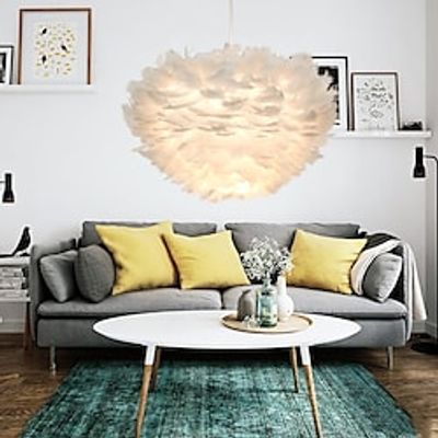 Feather Lamp Bedroom Nordic Lamp Simple Modern Warm Romantic Creative Personality Living Room Lamp 50CM Feather Chandelier Lightinthebox