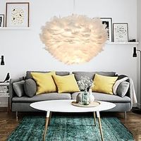 Feather Lamp Bedroom Nordic Lamp Simple Modern Warm Romantic Creative Personality Living Room Lamp 50CM Feather Chandelier Lightinthebox - thumbnail