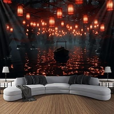 Lanterns Boat Hanging Tapestry Wall Art Large Tapestry Mural Decor Photograph Backdrop Blanket Curtain Home Bedroom Living Room Decoration miniinthebox