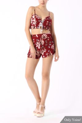 Vintage Floral Print Co-ord with Frill Detail Vintage Floral Print Co-ord with Frill Detail
