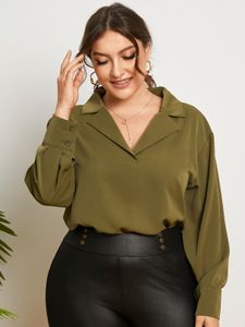 YOINS Plus Size Lapel Collar Long Sleeves Blouse
