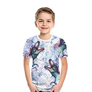 Kids Boys' T shirt Tee Short Sleeve Dinosaur 3D Print Animal Purple Children Tops Summer Active Daily Wear Regular Fit 3-12 Years Lightinthebox