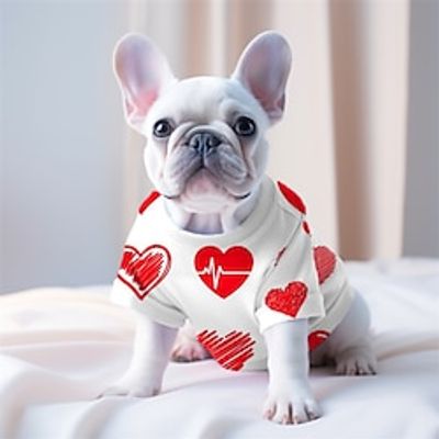 Pet Tee heart Print Cute Valentine's Day Pet Shirts For Small  Medium Dog Soft Dog Clothes Print Shirts Funny Pet T-shirt Lightinthebox