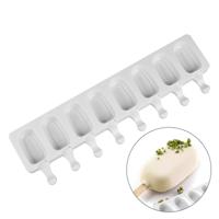 8 Cavity Ice Cream Mold Makers Silicone Thick material DIY Molds Ice Cube Moulds Dessert Molds Tray With Popsicle