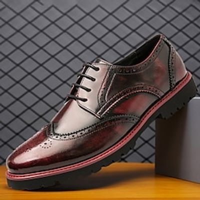 Men's Oxfords Brogue Plus Size Walking Casual Daily Office Career Leather Warm Lace-up Red Gold Rainbow Color Block Spring Fall Lightinthebox Men's Oxfords Brogue Plus Size Walking Casual Daily Office Career Leather Warm Lace-up Red Gold Rainbow Color Block Spring Fall Lightinthebox