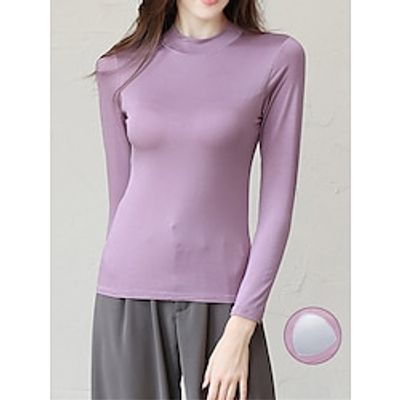 Women's Pajama Top with Chest Pads Loungewear Top Pure Color Fashion Casual Comfort Home Daily Bed Modal Breathable Crew Neck Long Sleeve Fall Winter Black White Lightinthebox Women's Pajama Top with Chest Pads Loungewear Top Pure Color Fashion Casual Comfort Home Daily Bed Modal Breathable Crew Neck Long Sleeve Fall Winter Black White Lightinthebox