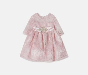 Toddler Girls Embellished Lace Illusion Dress  Pink