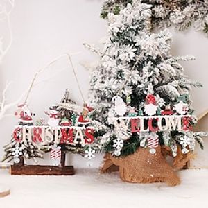 Christmas Decorations Cartoon Letters With Bells Wooden Pendants Christmas Tree Hangings. miniinthebox