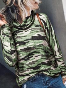 YOINS Army Green Camo Chimney Collar Long Sleeves Knit Top