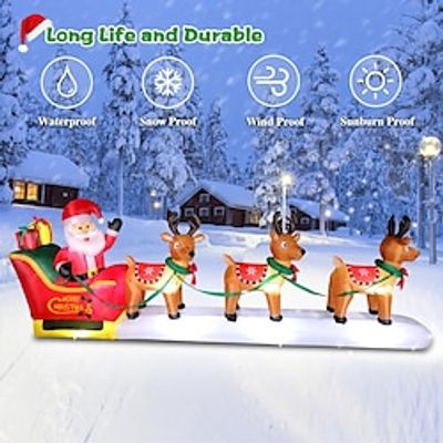 12 FT Christmas Inflatables Outdoor Decorations Santa Claus on Sleigh, 36 Blow Up 3 Rudolph Reindeers Pulling Santa's Sleigh with Gift Boxes, Built in LED Lights 360cm Lightinthebox 12 FT Christmas Inflatables Outdoor Decorations Santa Claus on Sleigh, 36 Blow Up 3 Rudolph Reindeers Pulling Santa's Sleigh with Gift Boxes, Built in LED Lights 360cm Lightinthebox