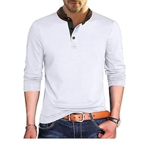 Men's T shirt Tee Henley Shirt Tee Tee Top Color Block Henley Street Vacation Long Sleeve Patchwork Clothing Apparel Fashion Designer Basic Lightinthebox