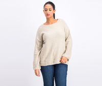 Petite Scoop-Neck Sweater  Beige - thumbnail