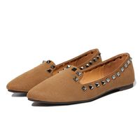 Rivets Suede Pointed Toe Flat Casual Loafers