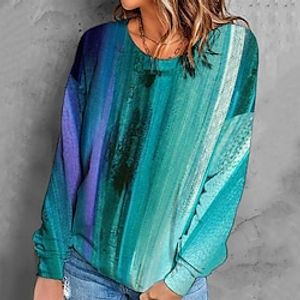 Women's Sweatshirt Pullover Retro Blue Graphic Geometric Tie Dye Casual Round Neck Long Sleeve S M L XL 2XL 3XL  Winter Lightinthebox