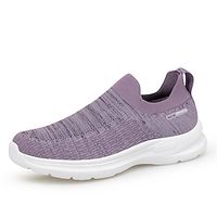 Women's Slip-Ons Flyknit Shoes Outdoor Walking Hollow Out Flat Heel Round Toe Casual Walking Shoes Mesh Tissage Volant Loafer Solid Color Black  White White Purple Lightinthebox - thumbnail