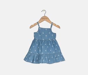 Toddler Girls Tree Print Woven Dress  Blue
