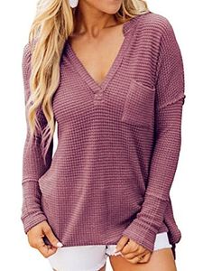 V Neck Plain Long Sleeve T-shirt