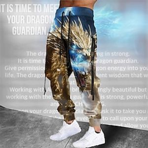 Dragon Guardian x LU | Men's Dragon Mythical Creature Dark Style Streetwear Sweatpants Lightinthebox