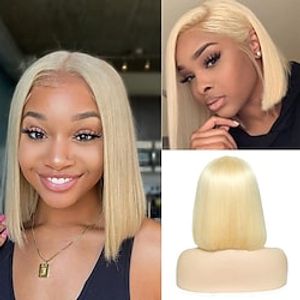 Blonde Bob Wig Human Hair 13X4 Lace Front Wigs Pre Plucked Bleached Knots 150% Density 613 Lace Front Wig Human Hair Straight Short Bob Wigs Human Hair Lace Frontal Wigs for Women Lightinthebox