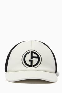 GA Monogram Baseball Hat in Leather & Mesh