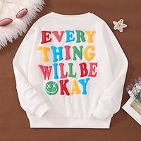 Kids Girls' Sweatshirt Letter Long Sleeve Crewneck Fall Winter Daily Polyester Casual Form Fit Lightinthebox - thumbnail